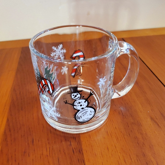 Starbucks Candy Cane Winter Christmas Tree Holiday Snow Painted Glass Coffee Mug - Picture 3 of 5